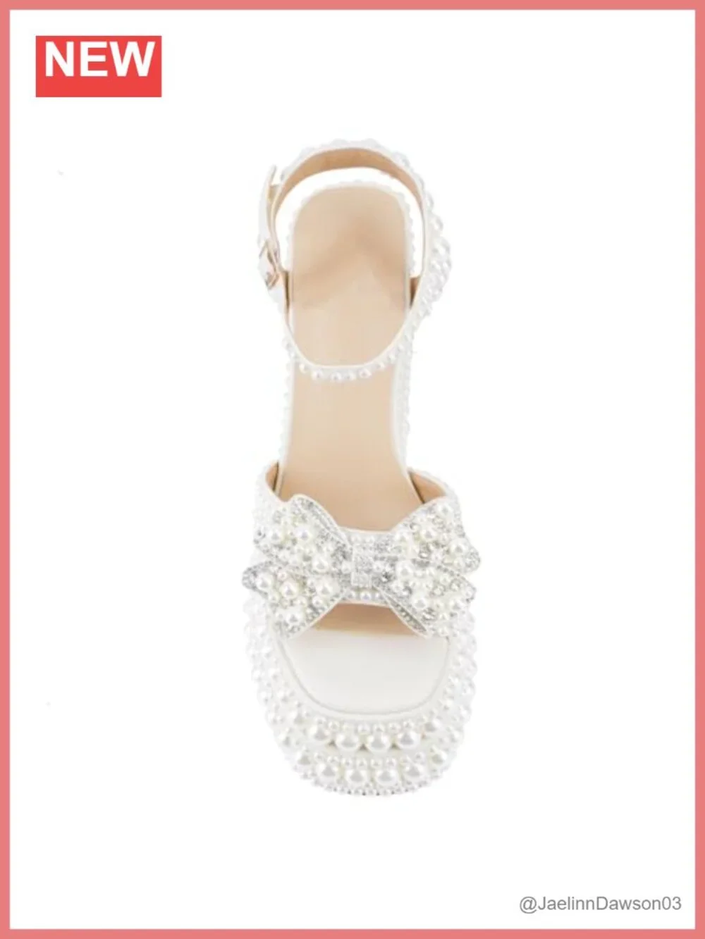 Pearl Chunky Platform Heeled Sandals Women Round Toe Ankle Strap Bridal Evening
